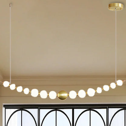 Acrylic Pearls Art Deco Brass Chandelier