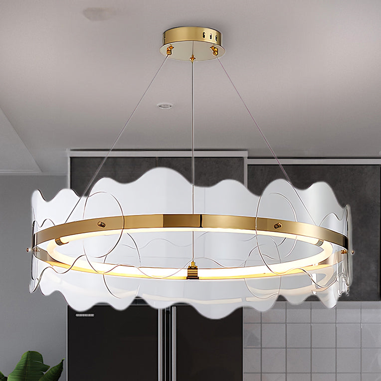 Acrylic Wave Luxury Metal Chandelier