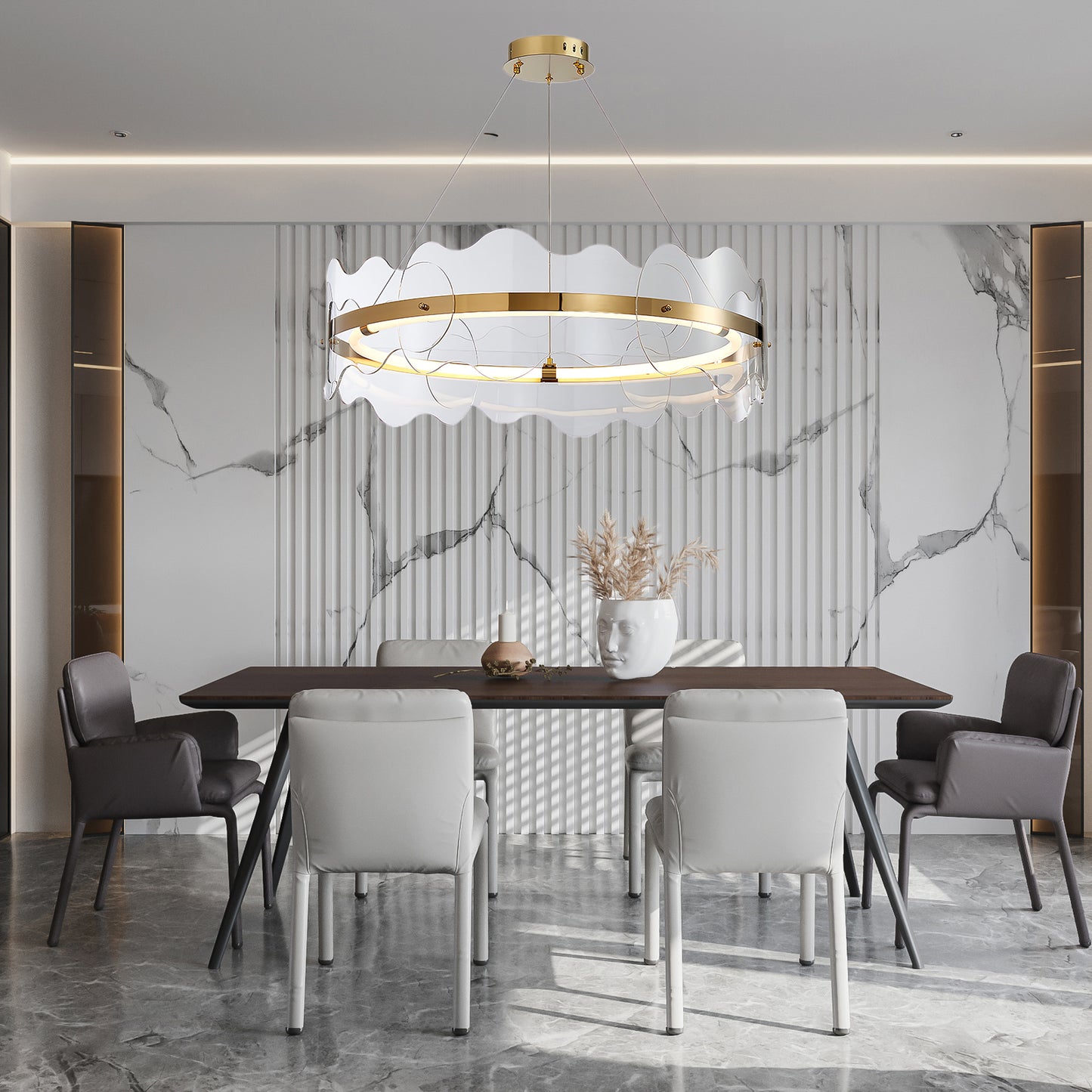 Acrylic Wave Luxury Metal Chandelier