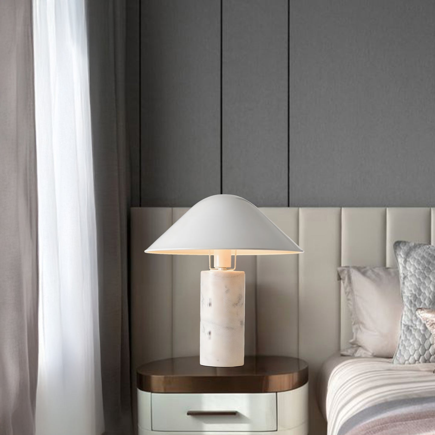 Adelaide Marble Eclectic Metal Table Lamp