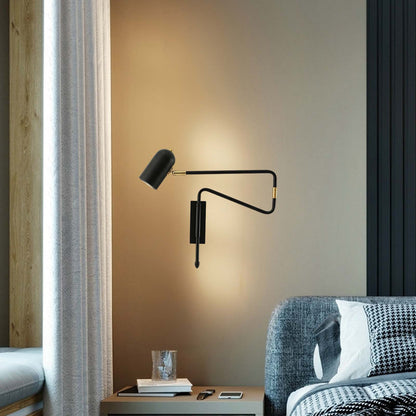 Adjustable Arm Plug In Modern Metal Wall Lamp