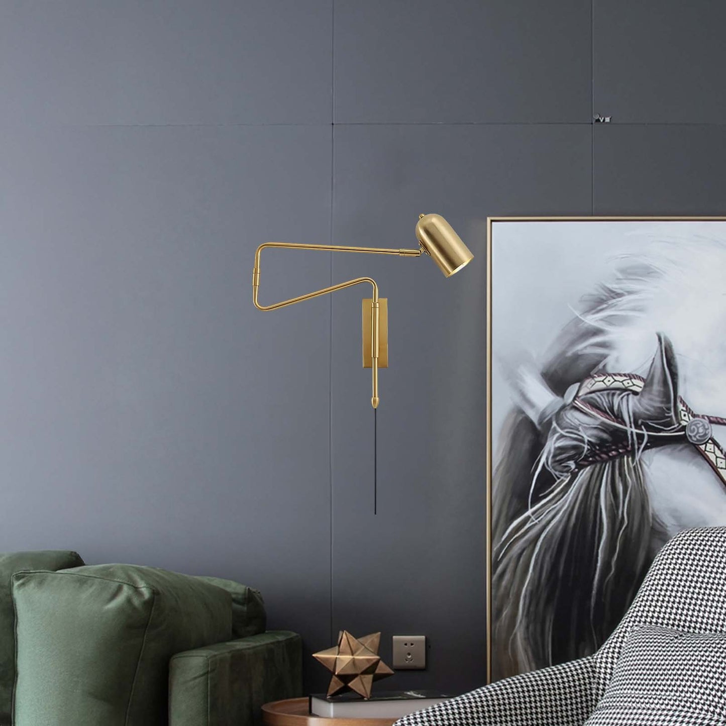 Adjustable Arm Plug In Modern Metal Wall Lamp