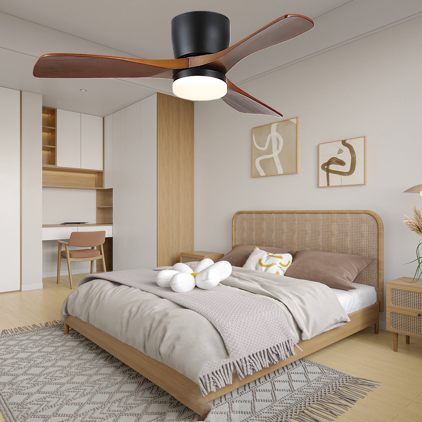 Aerodynamics Wooden 4852 Minimalist Metal Ceiling Fan Light