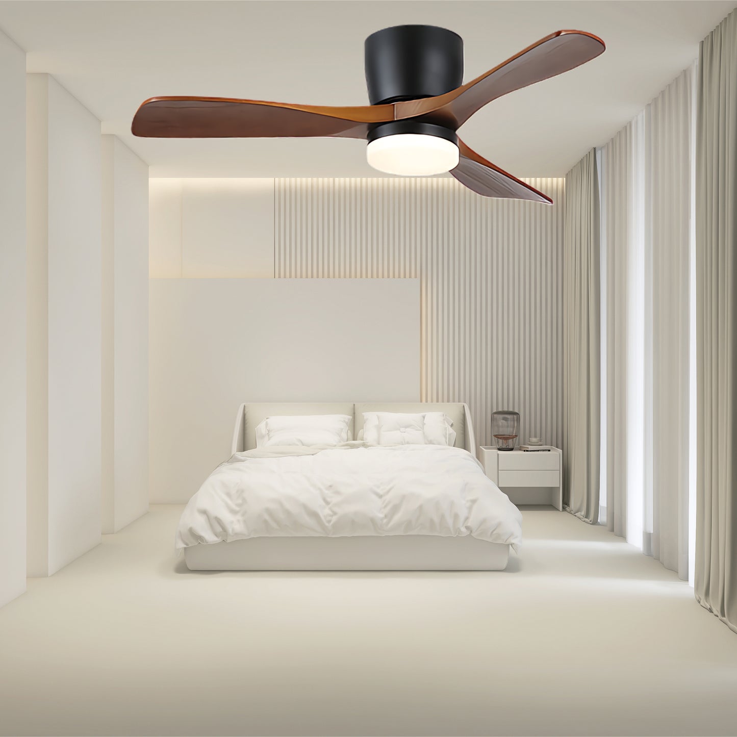 Aerodynamics Wooden 4852 Minimalist Metal Ceiling Fan Light