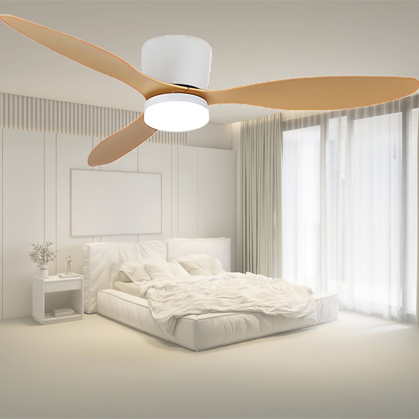 Aerodynamics Wooden 4852 Minimalist Metal Ceiling Fan Light