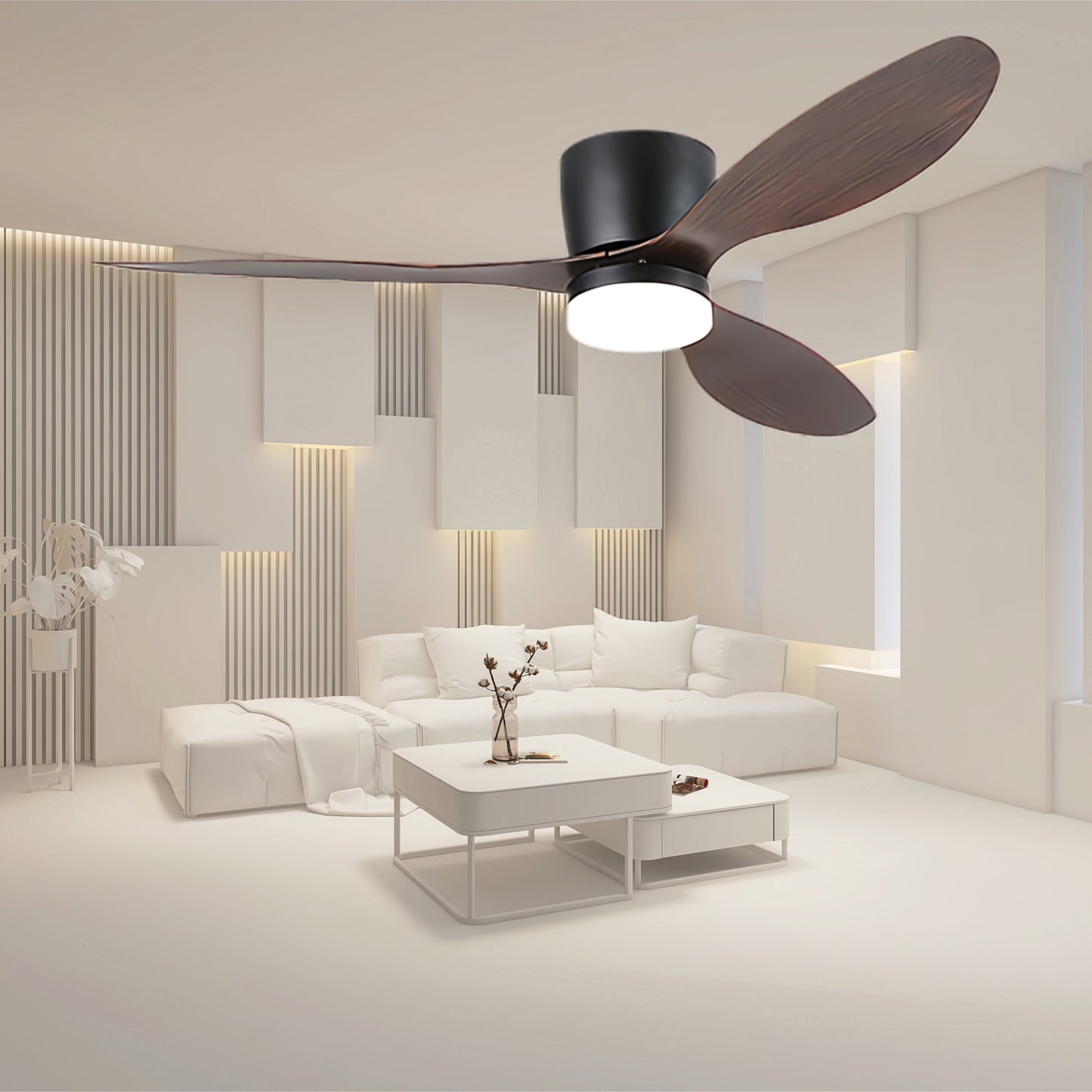 Aerodynamics Wooden 4852 Minimalist Metal Ceiling Fan Light