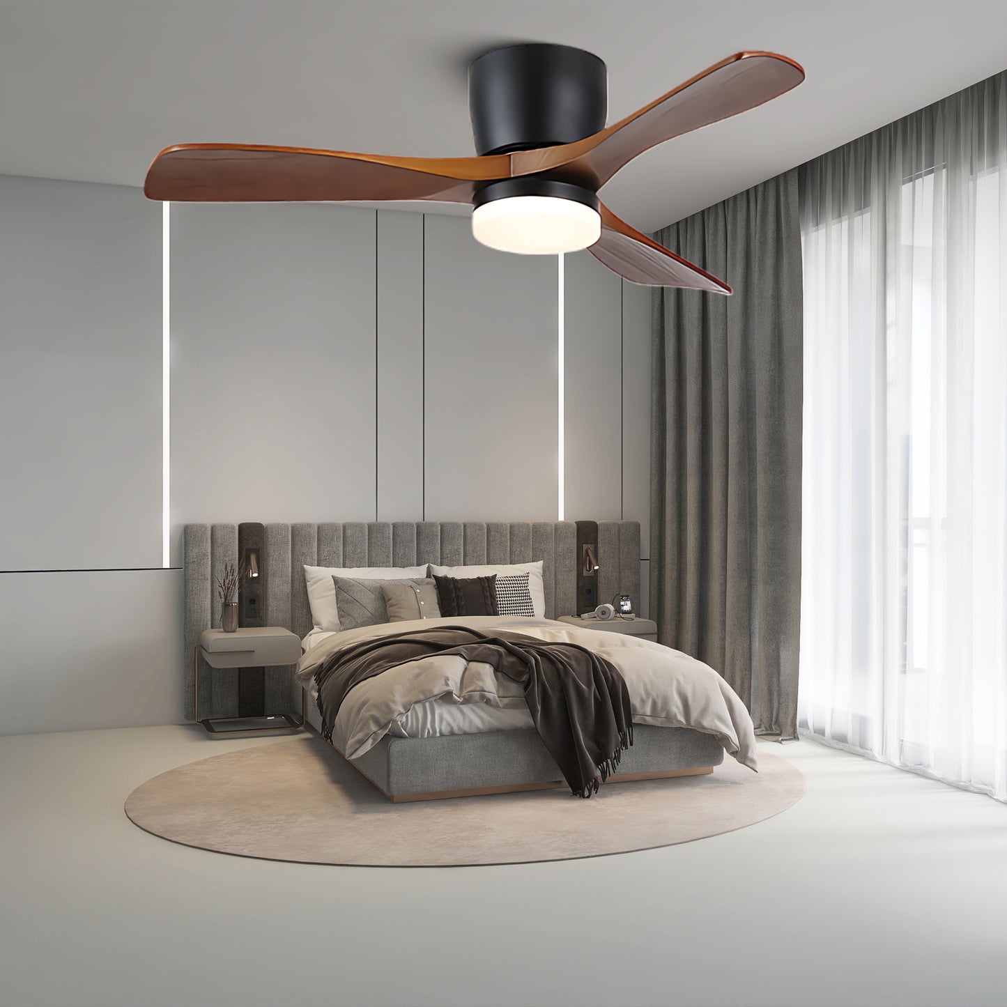 Aerodynamics Wooden 4852 Minimalist Metal Ceiling Fan Light