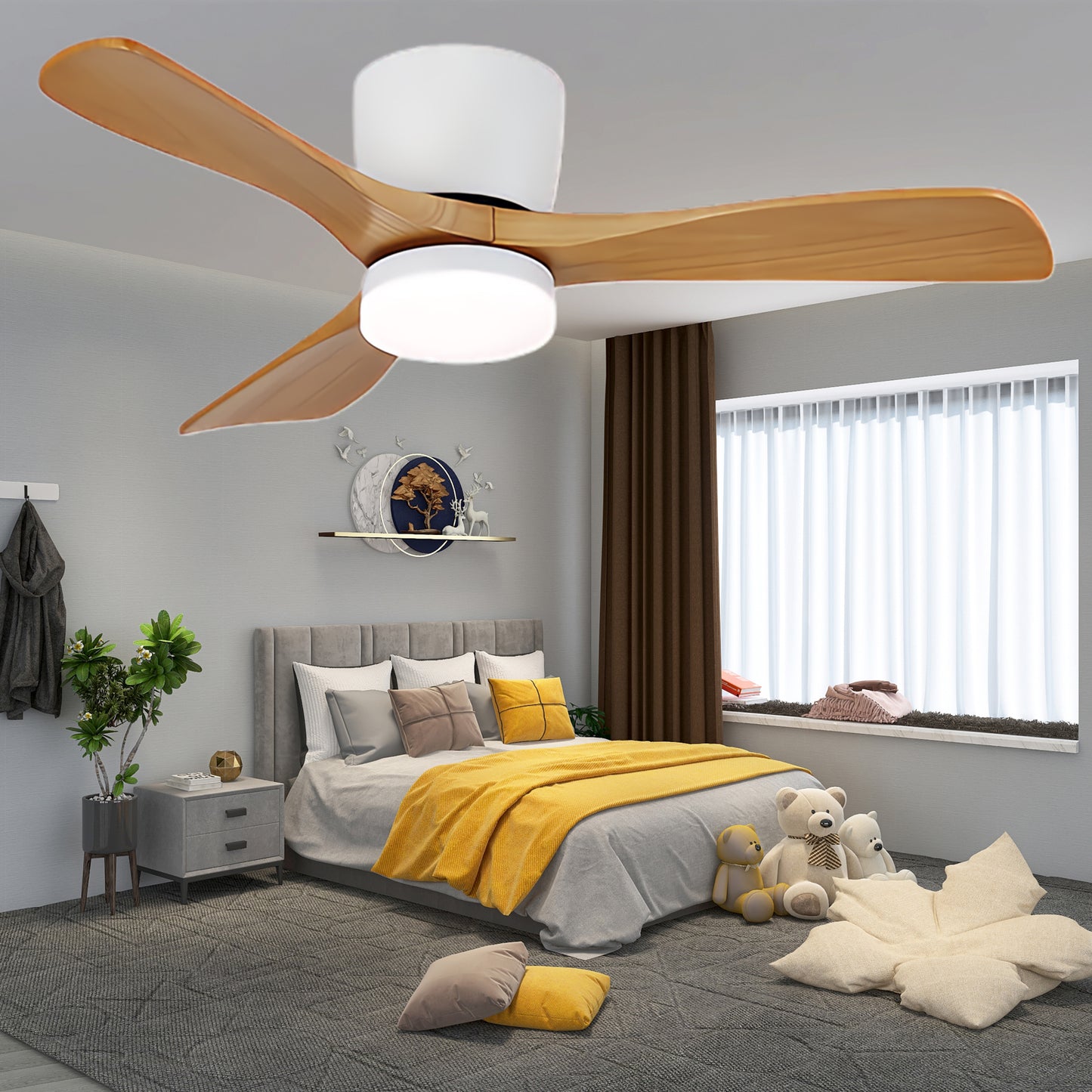 Aerodynamics Wooden 4852 Minimalist Metal Ceiling Fan Light