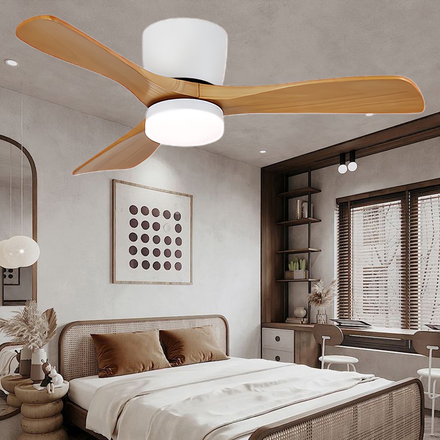 Aerodynamics Wooden 4852 Minimalist Metal Ceiling Fan Light