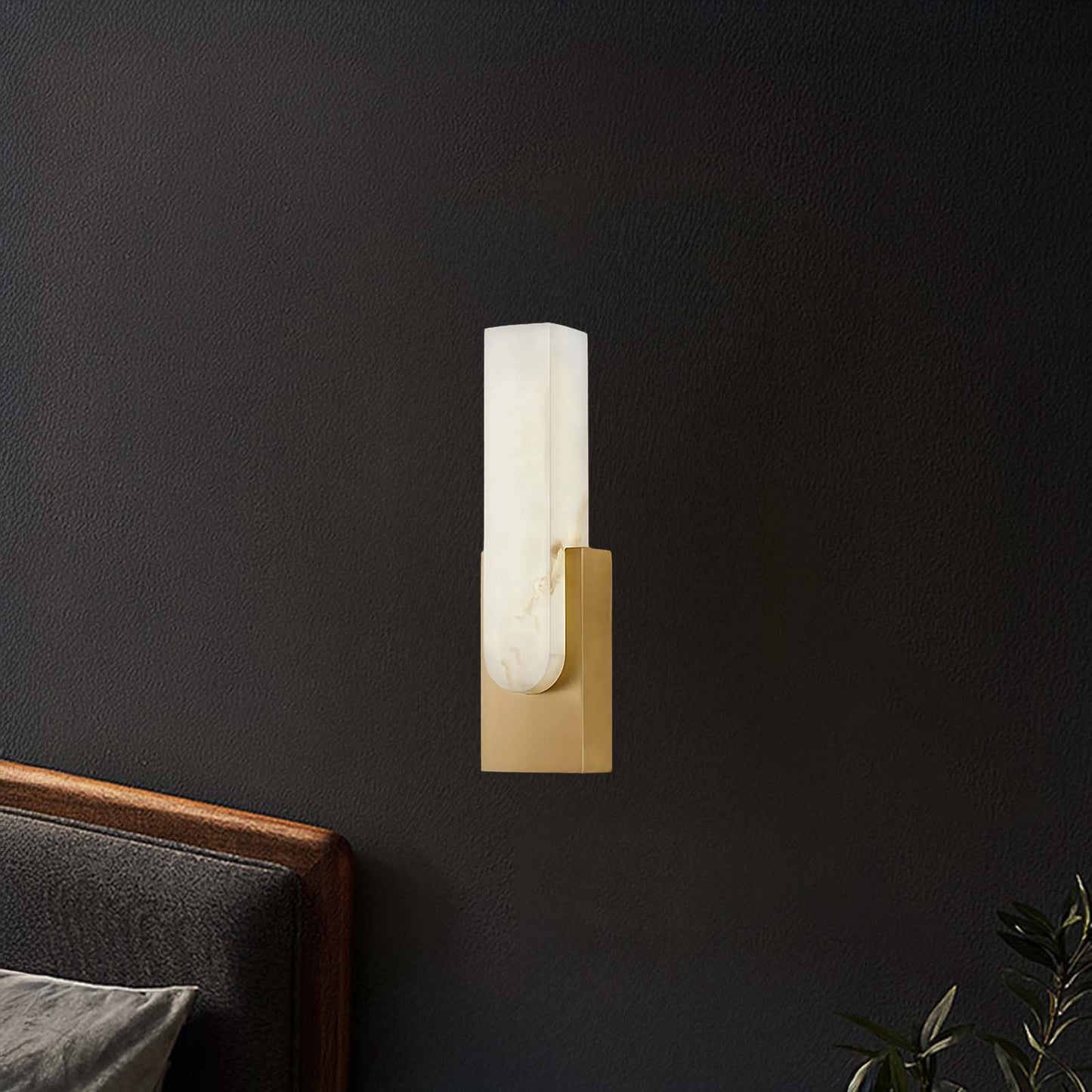 Agatha Alabaster Modern Metal Wall Lamp