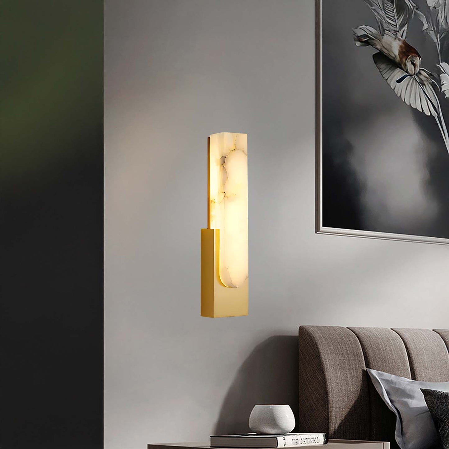 Agatha Alabaster Modern Metal Wall Lamp