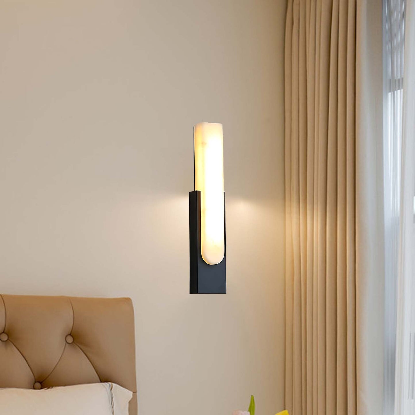 Agatha Alabaster Modern Metal Wall Lamp