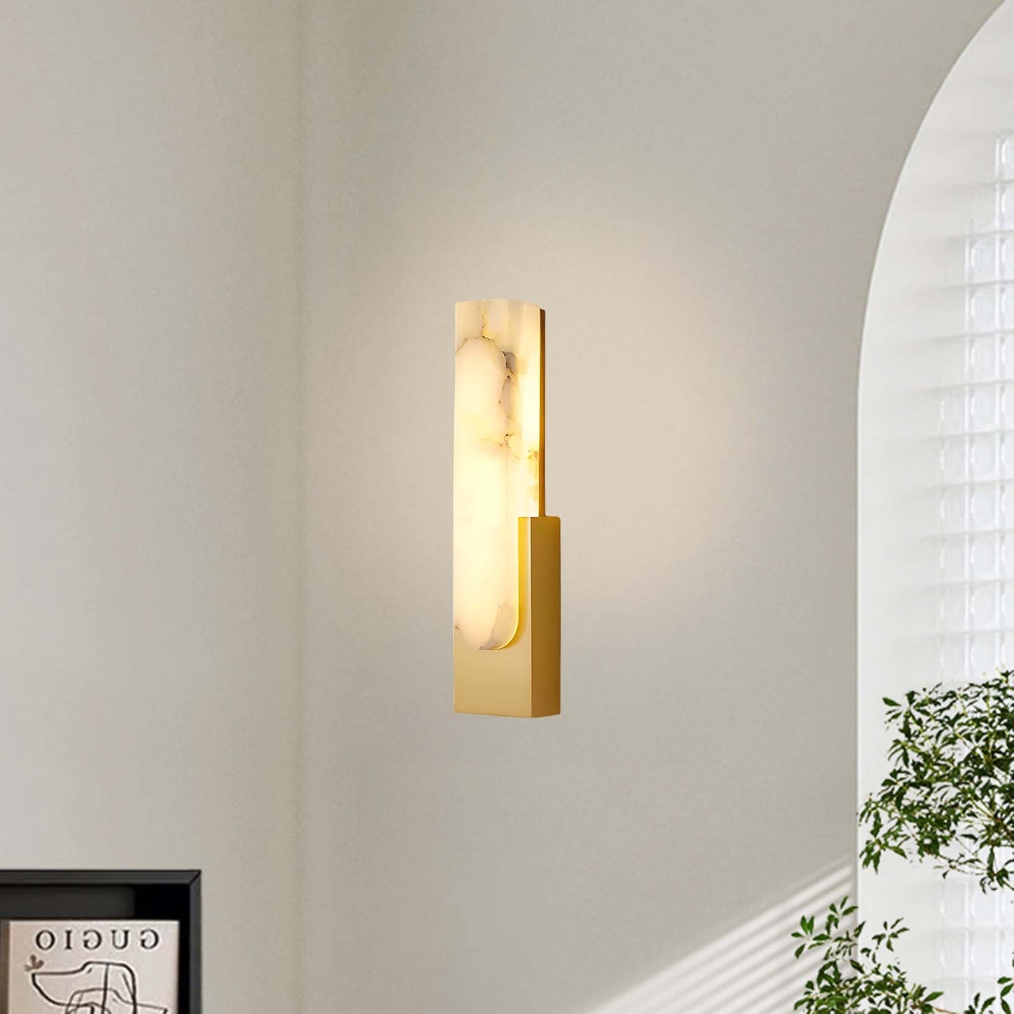 Agatha Alabaster Modern Metal Wall Lamp