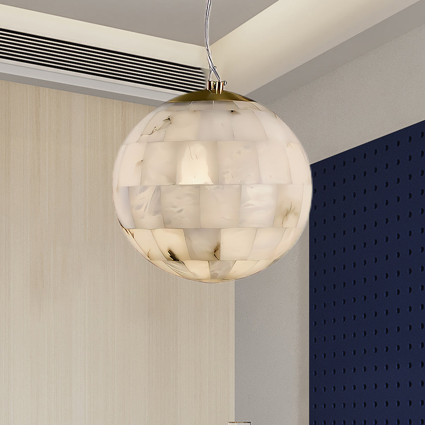 Alabaster Ball Modern Brass Pendant Light