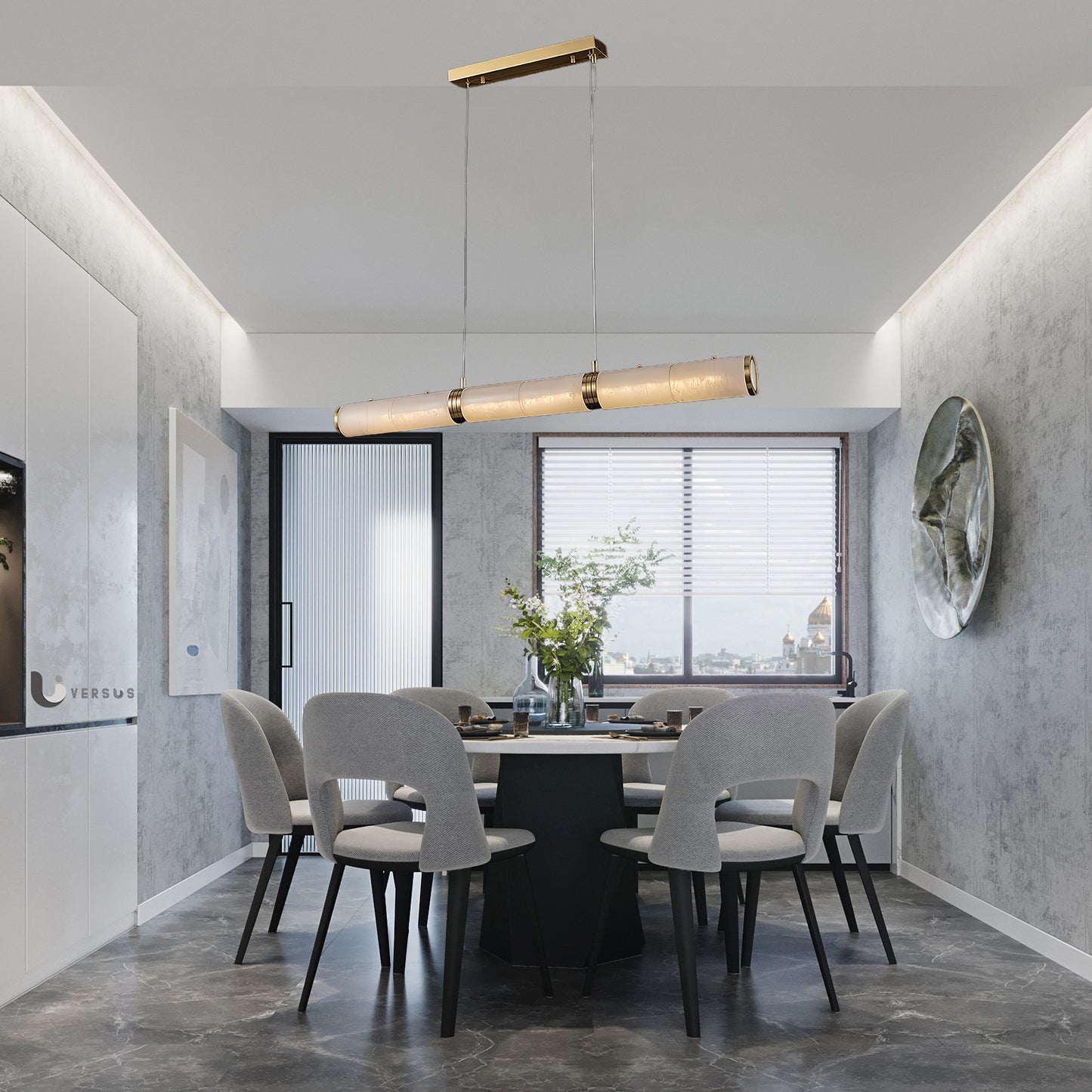 Alabaster Beam Minimalist Metal Pendant Light