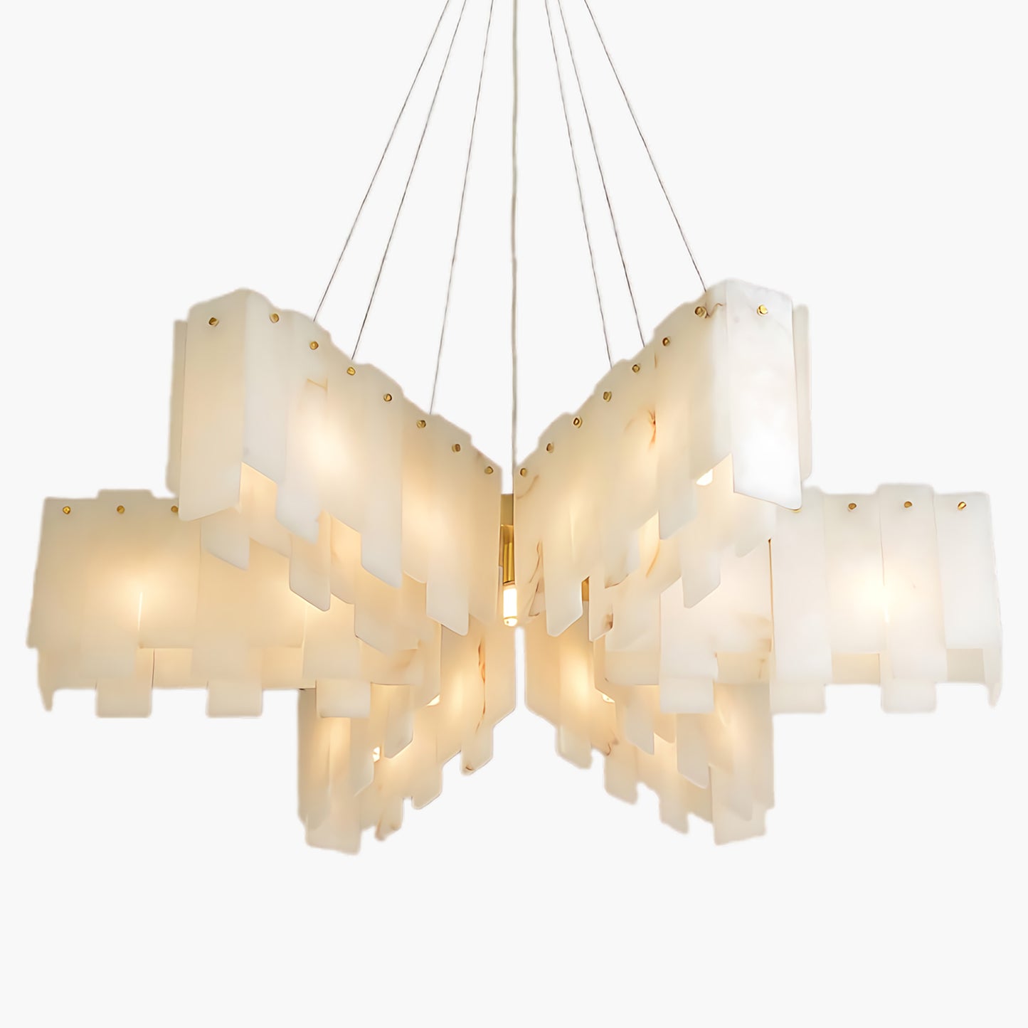 Alabaster Cascade Tiered Luxury Brass Chandelier