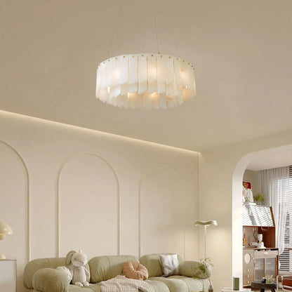 Alabaster Cascade Tiered Luxury Brass Chandelier