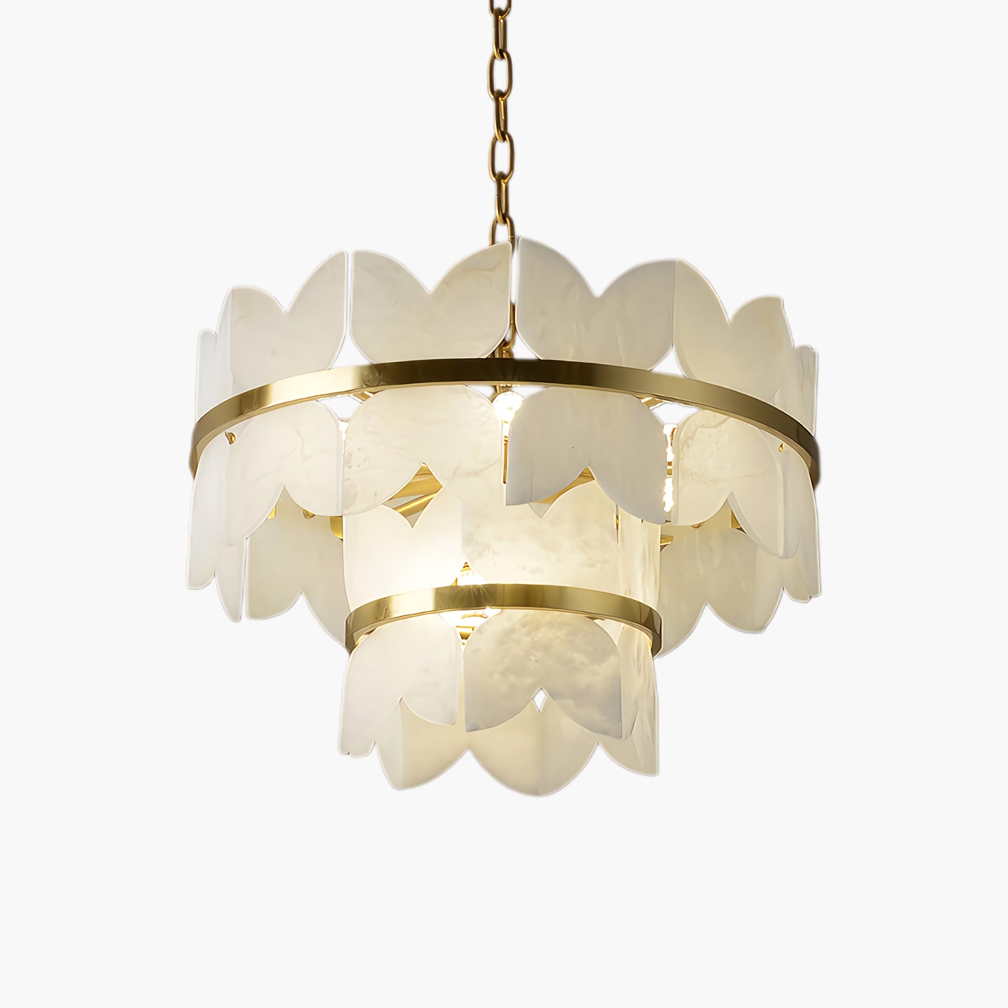 Alabaster Cloudscape Modern Brass Chandelier