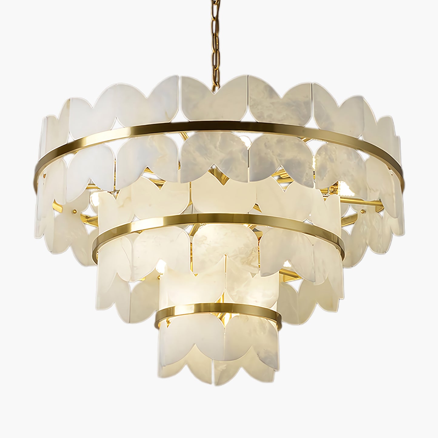 Alabaster Cloudscape Modern Brass Chandelier