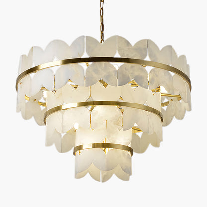 Alabaster Cloudscape Modern Brass Chandelier