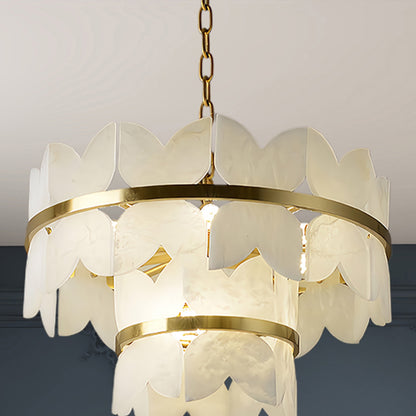 Alabaster Cloudscape Modern Brass Chandelier