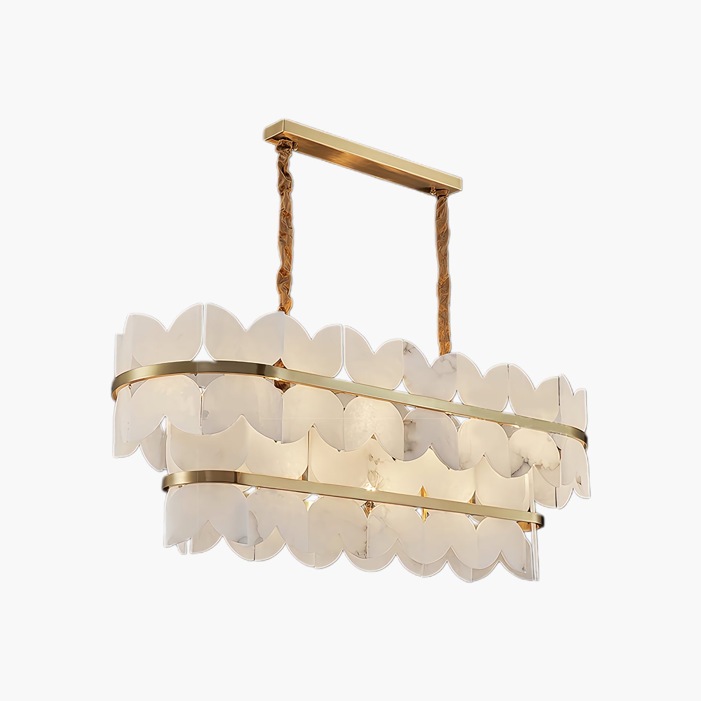 Alabaster Cloudscape Modern Brass Chandelier