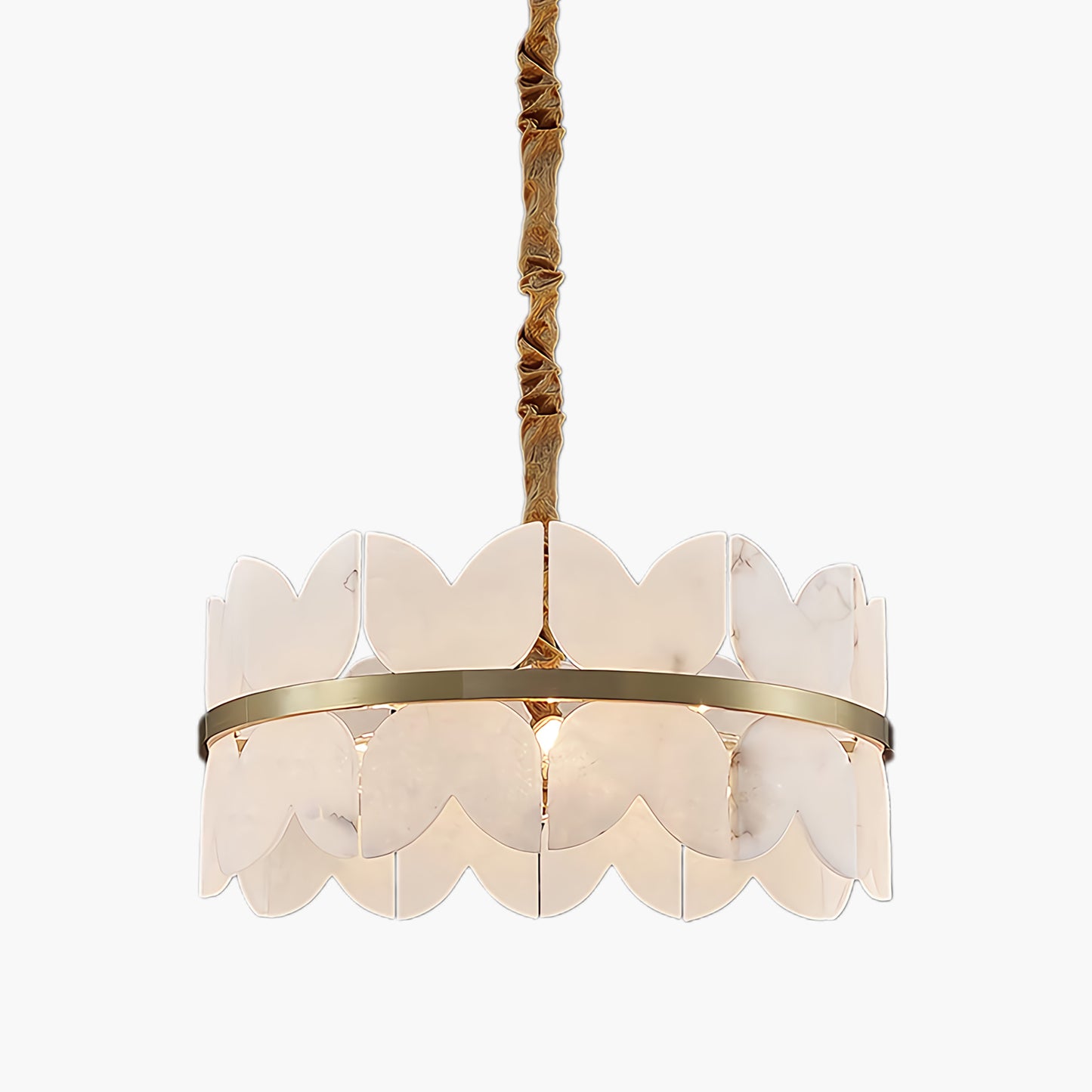 Alabaster Cloudscape Modern Brass Chandelier