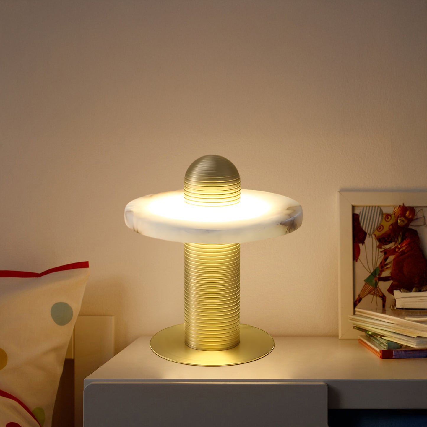 Alabaster Comet Modern Metal Table Lamp