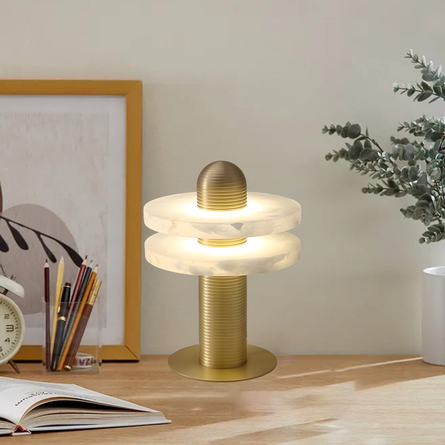 Alabaster Comet Modern Metal Table Lamp