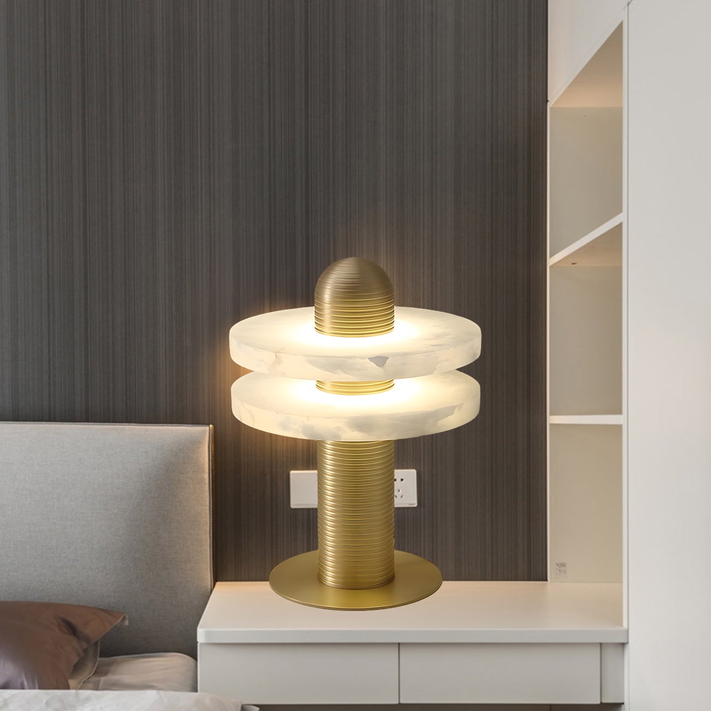 Alabaster Comet Modern Metal Table Lamp