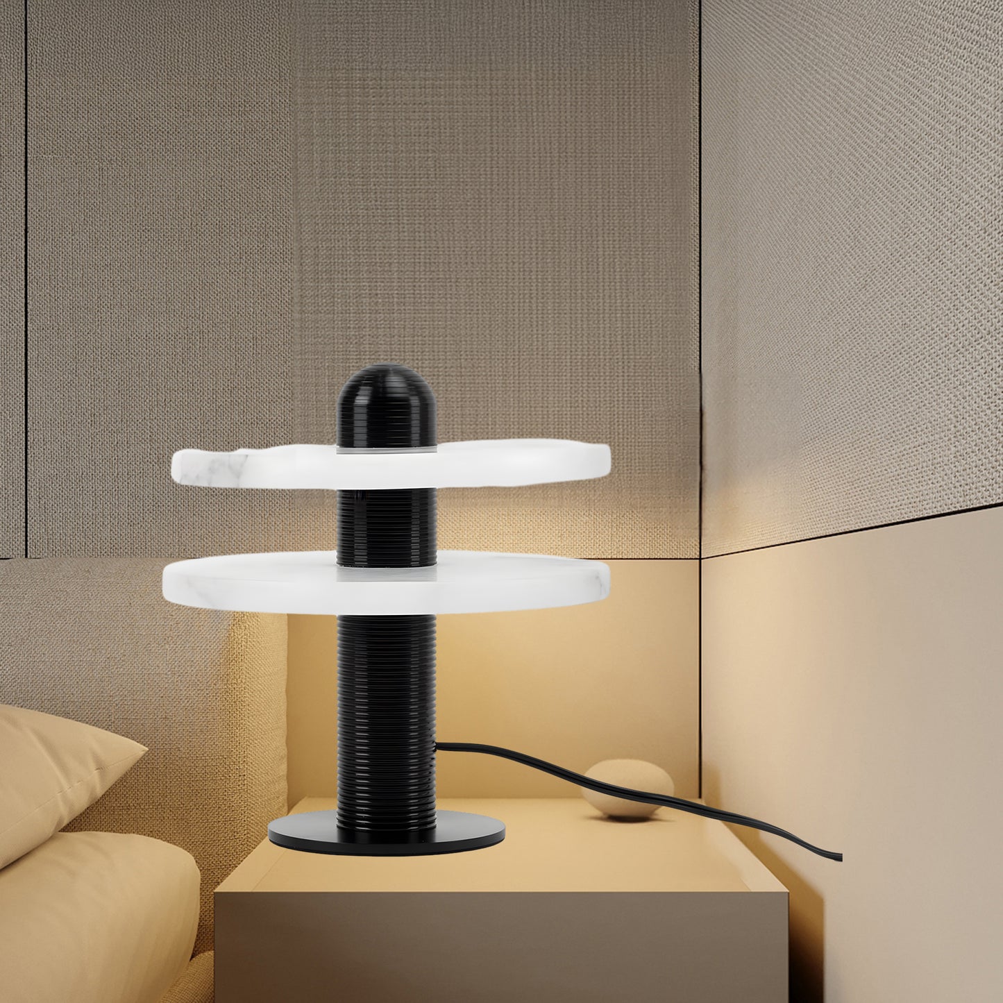 Alabaster Comet Modern Metal Table Lamp