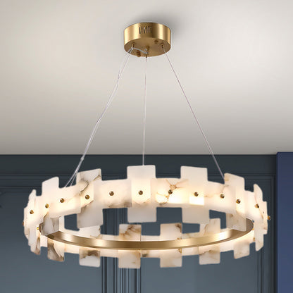 Alabaster Halo Contemporary Metal Chandelier