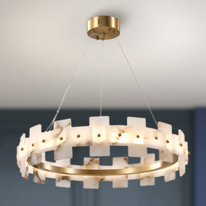 Alabaster Halo Contemporary Metal Chandelier