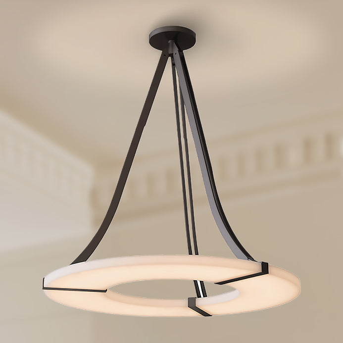 Alabaster Halo Modern Metal Pendant Light