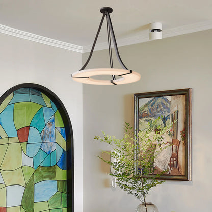 Alabaster Halo Modern Metal Pendant Light