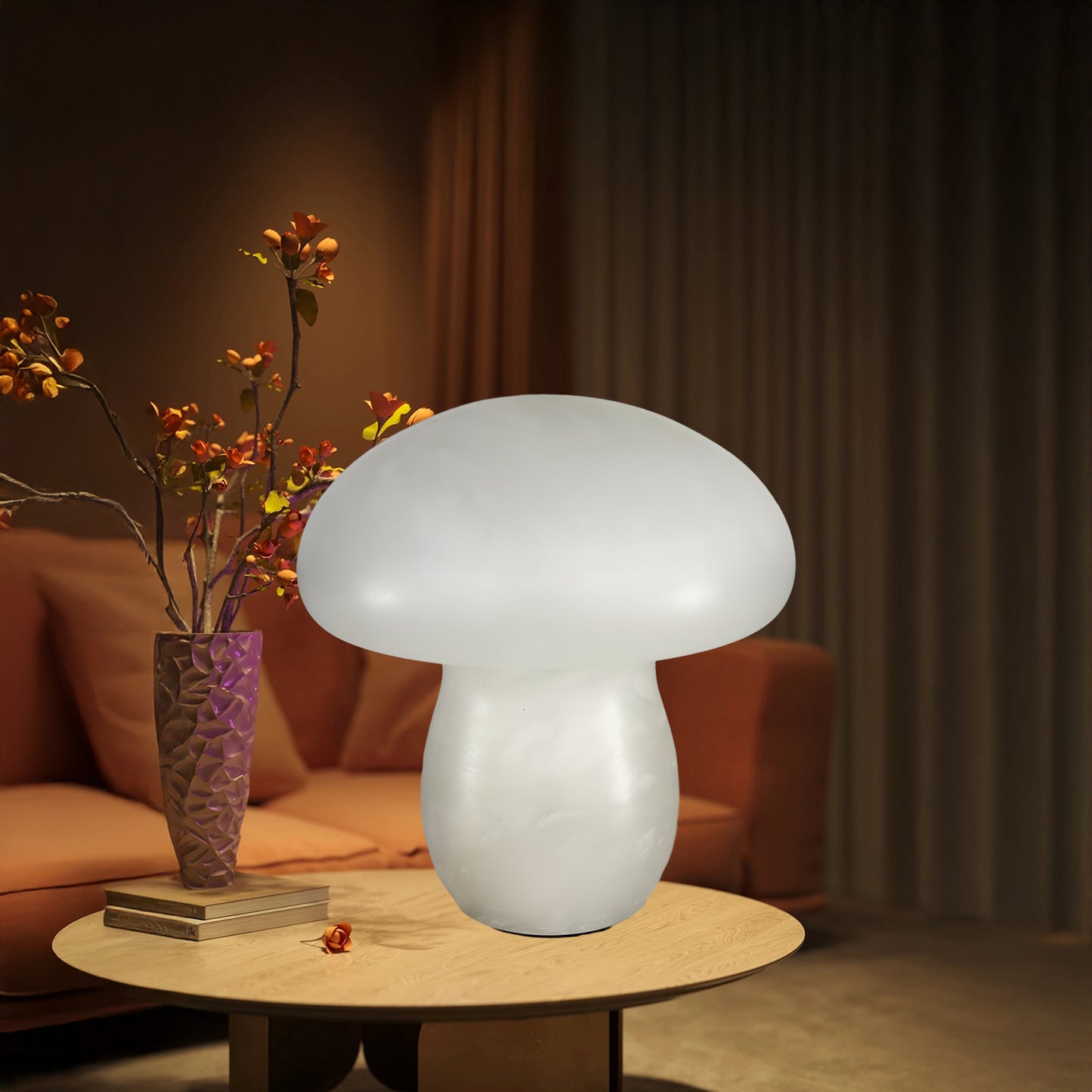 Alabaster Mushroom Modern Brass Table Lamp