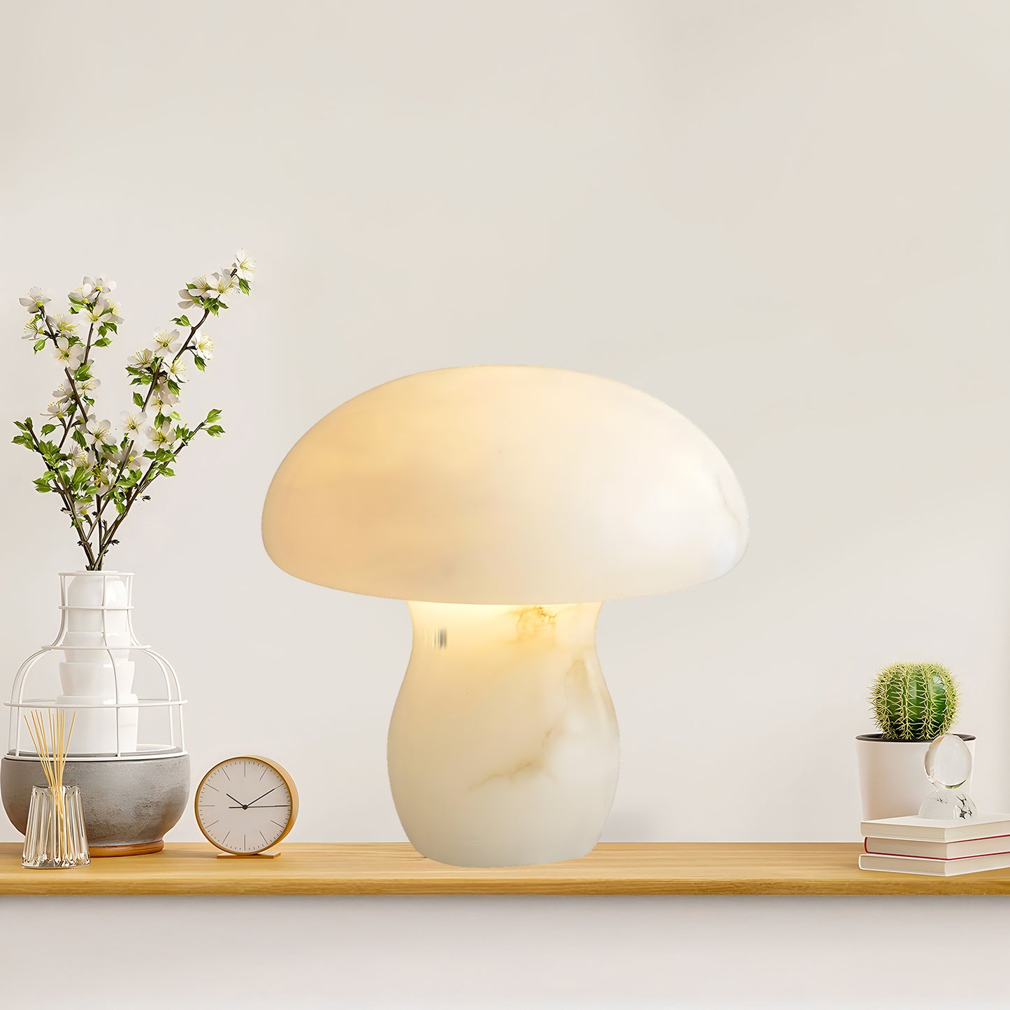 Alabaster Mushroom Modern Brass Table Lamp