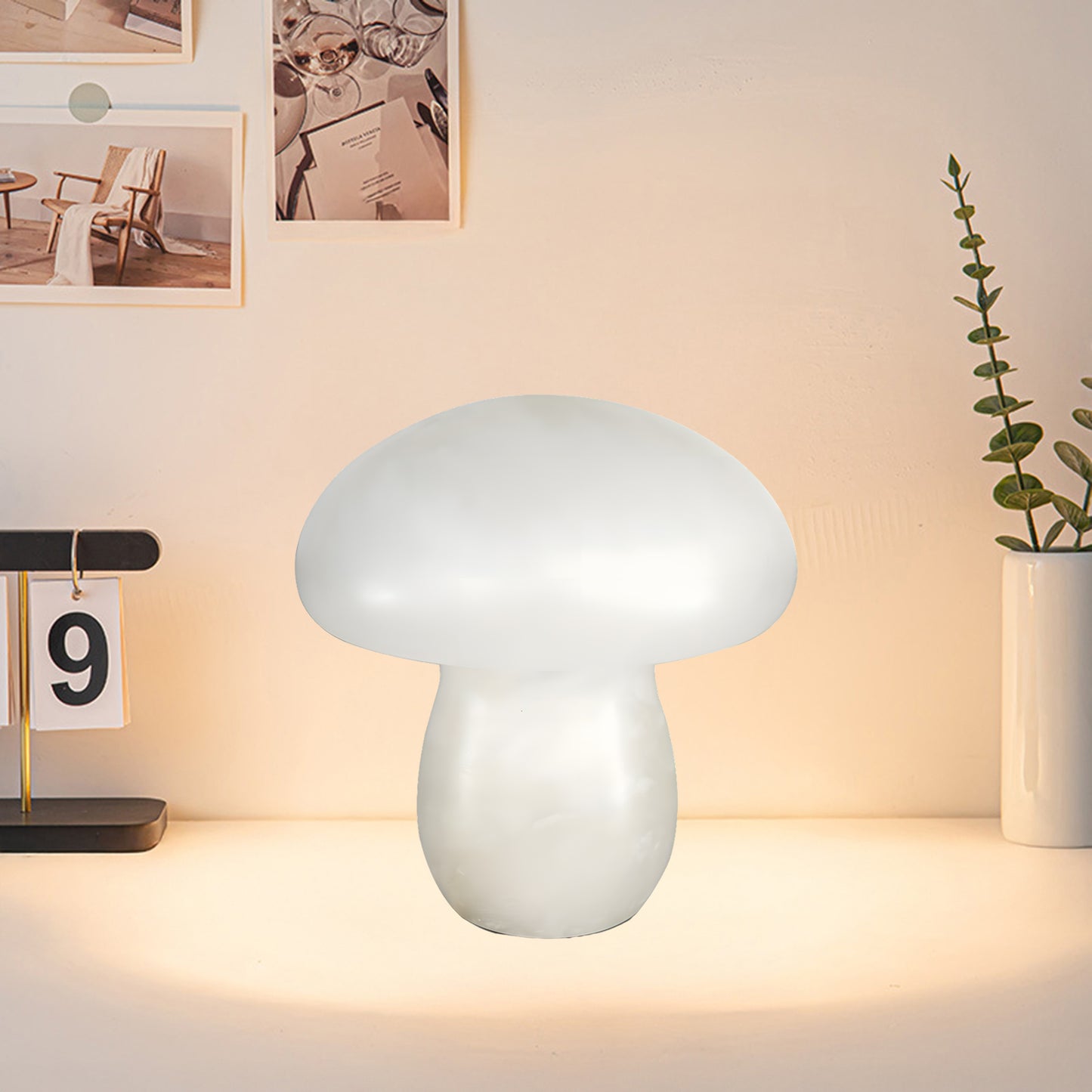 Alabaster Mushroom Modern Brass Table Lamp