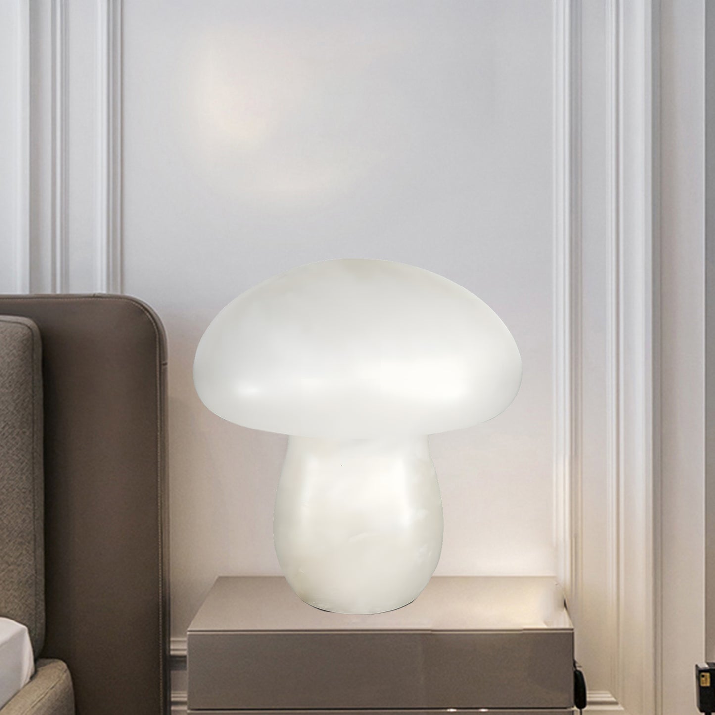 Alabaster Mushroom Modern Brass Table Lamp