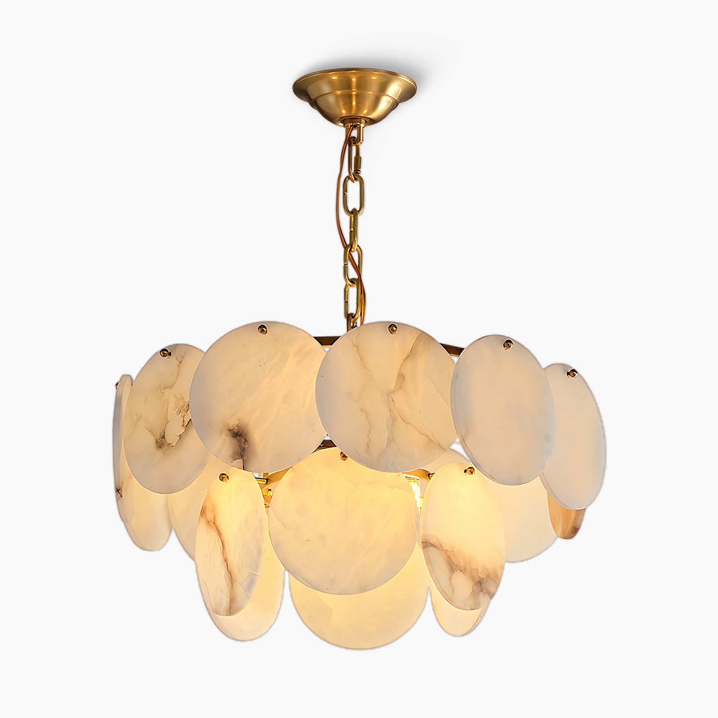 Alabaster Shell Classic Brass Chandelier