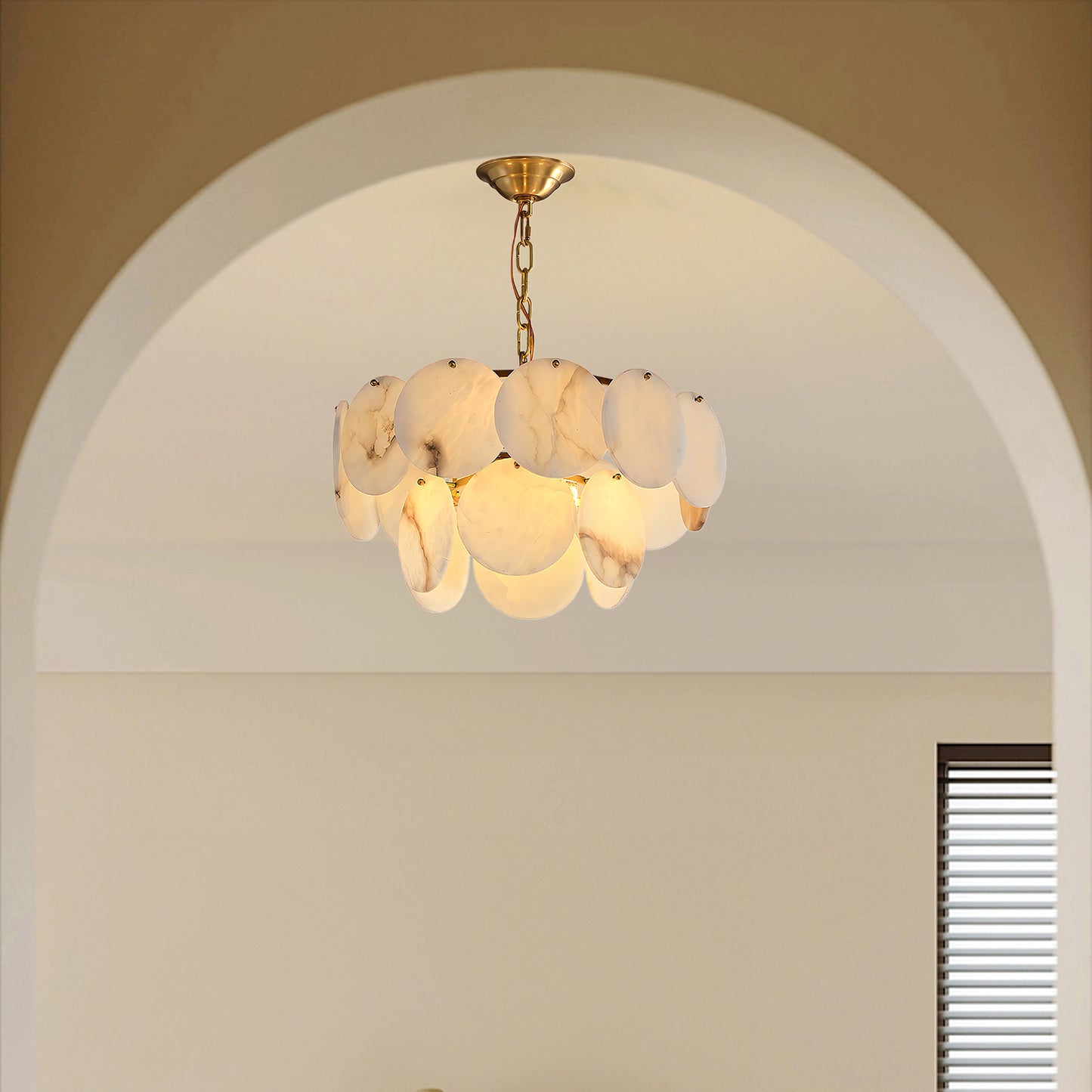 Alabaster Shell Classic Brass Chandelier