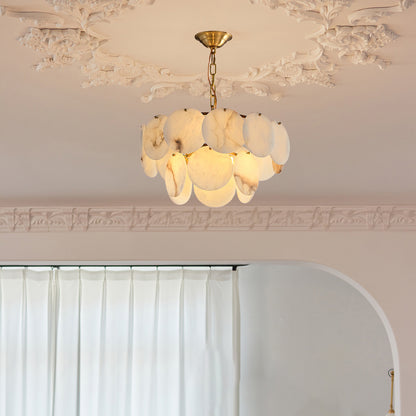 Alabaster Shell Classic Brass Chandelier