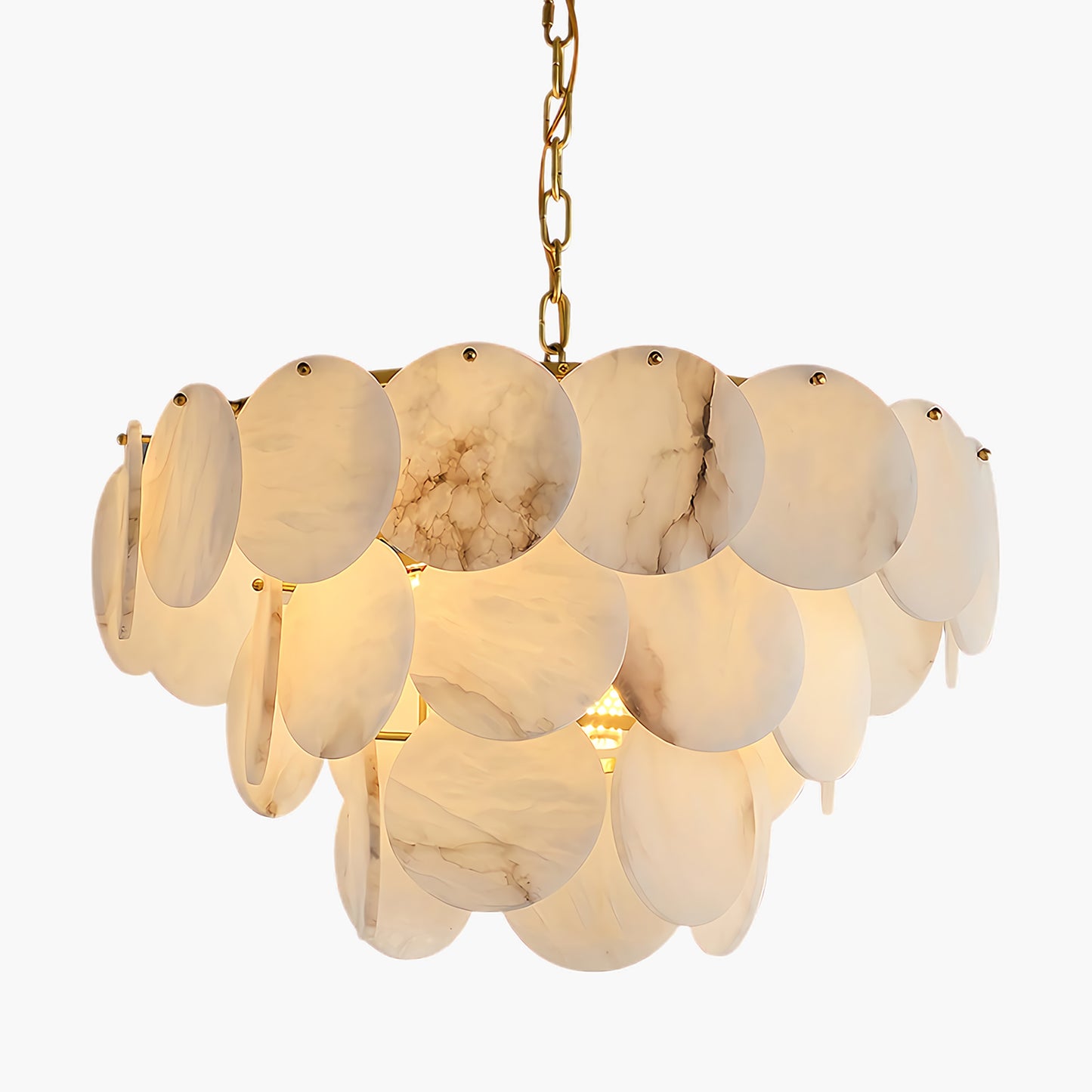 Alabaster Shell Classic Brass Chandelier