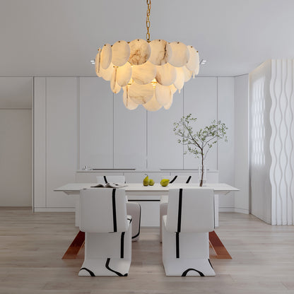 Alabaster Shell Classic Brass Chandelier