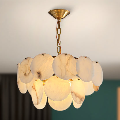 Alabaster Shell Classic Brass Chandelier