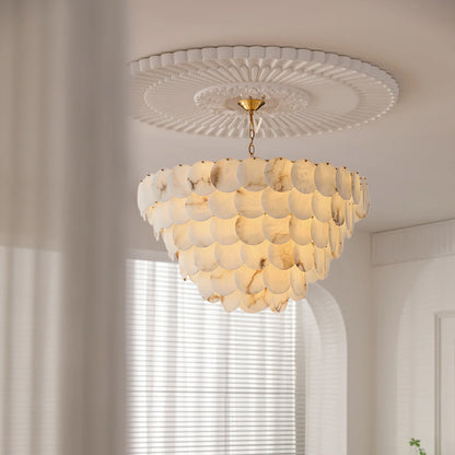 Alabaster Shell Classic Brass Chandelier