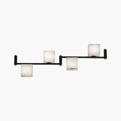 Alabaster Square Box Minimalist Brass Chandelier