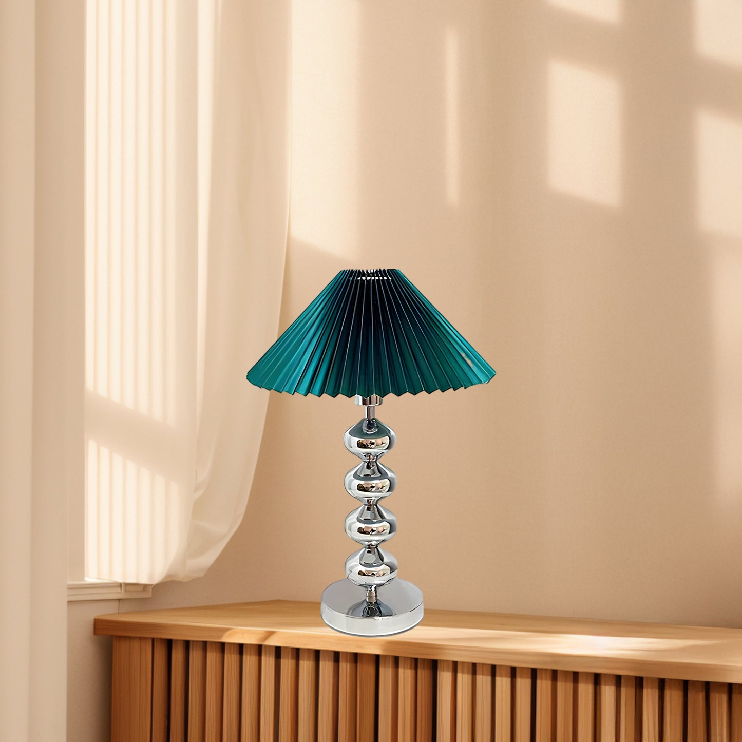 Aleisha Pleated Vintage Metal Table Lamp