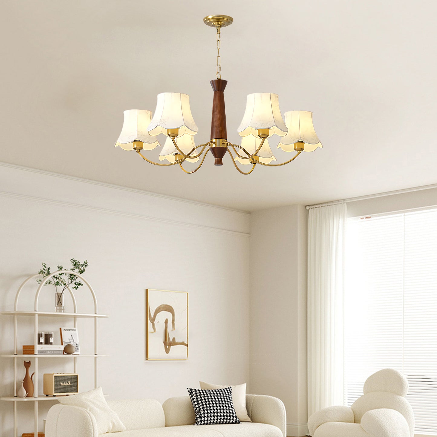 Alyssa Fabric Modern Wood Chandelier