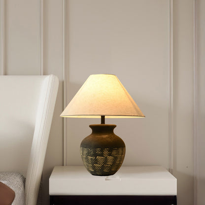 Ansel Ceramic Eclectic Metal Table Lamp